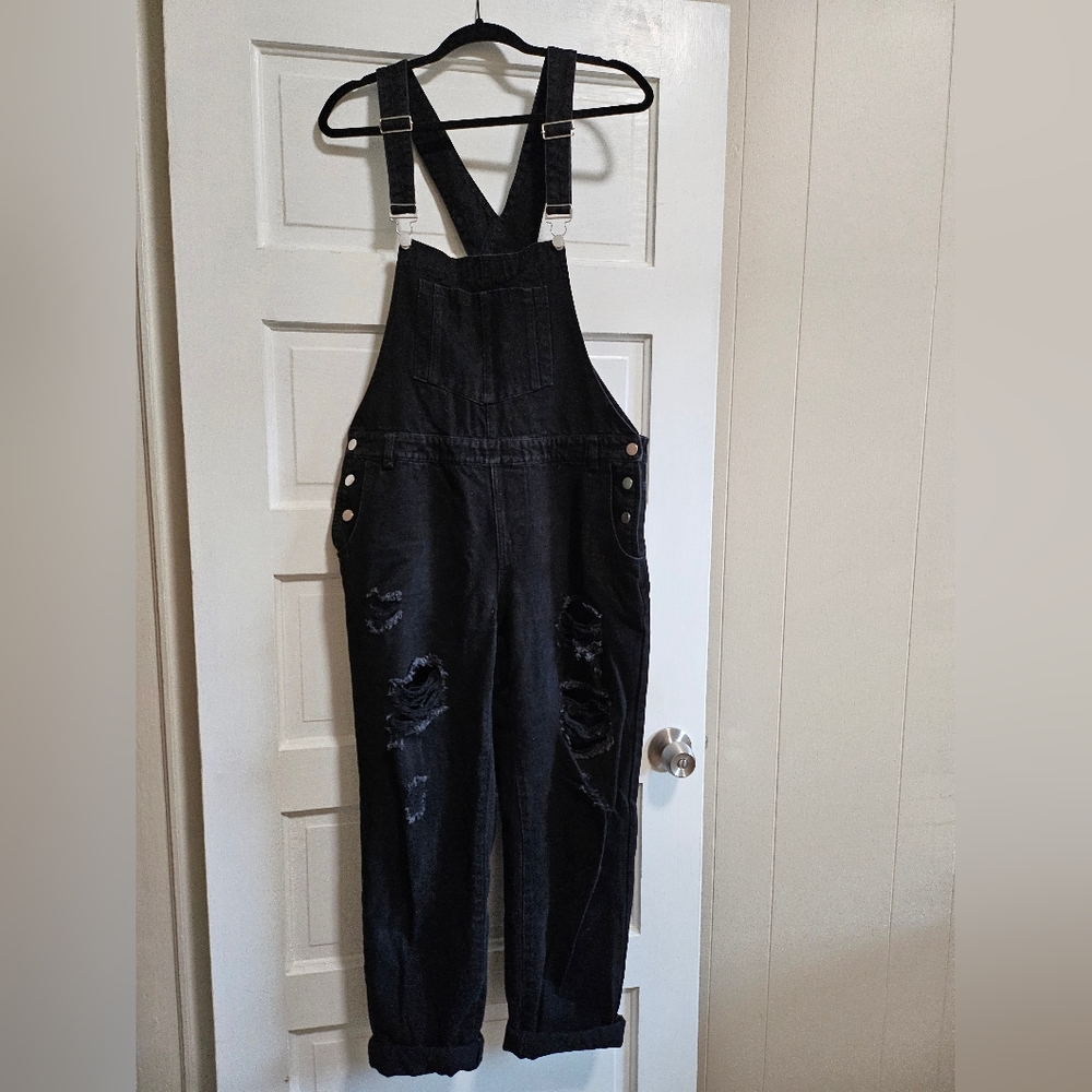 12th Tribe Black Denim Overalls